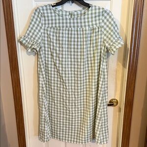 SHEIN Olive Checkered Mini Dress